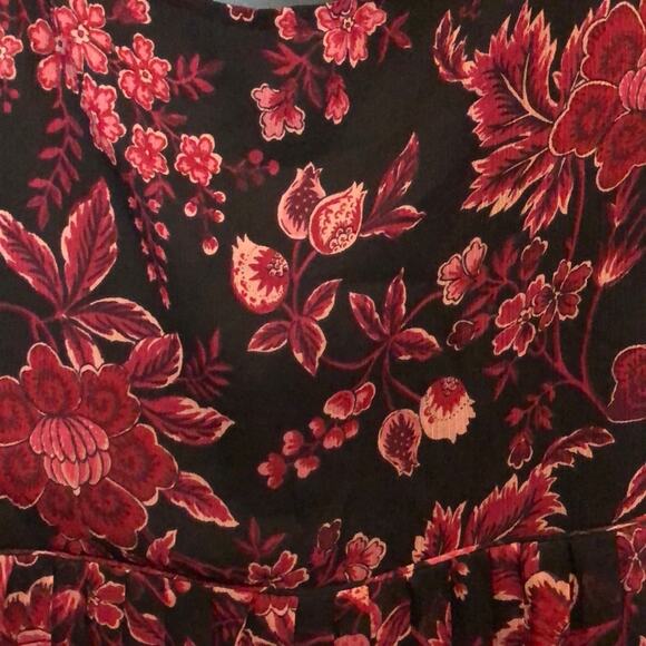 Express Boho Hippie CottageCore Goth Black Red floral Summer Top Tank Medium - Picture 5 of 8